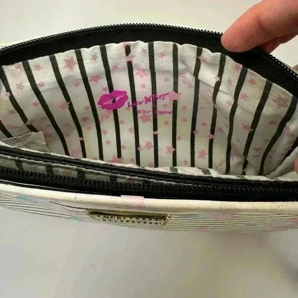 Luv Betsey Johnson Pastel Mermaid Striped Double Pouch Wristlet Clutch Bag - Picture 5 of 12